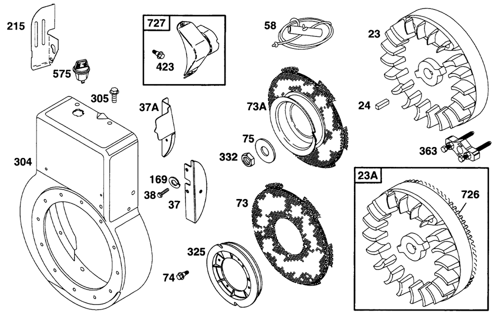 Blower Hsg,flywheels,screens Diagram and Parts List for 195431-2234-XX  Briggs and Stratton Engine
